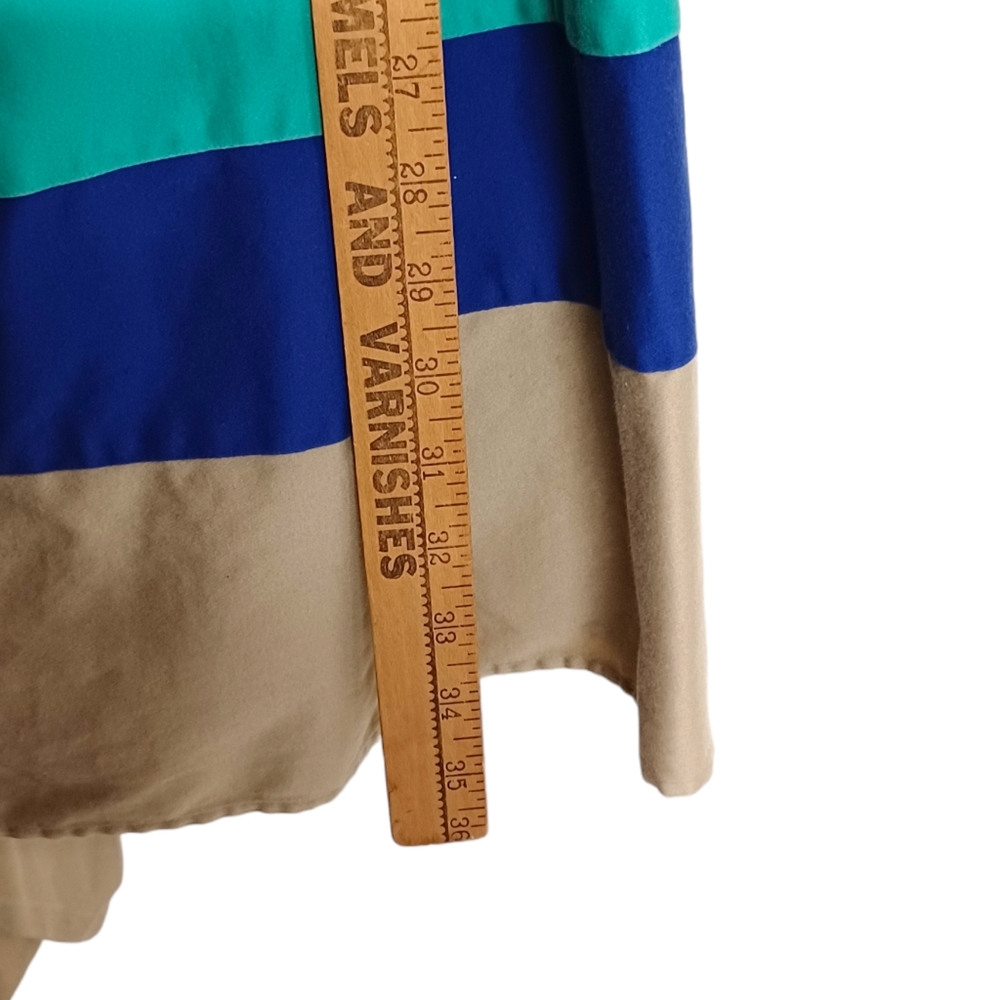 JESSICA SIMPSON Blue Mint Tan Stripe Print Sleeveless A-Line Stretchy Dress 8 M - Picture 9 of 11